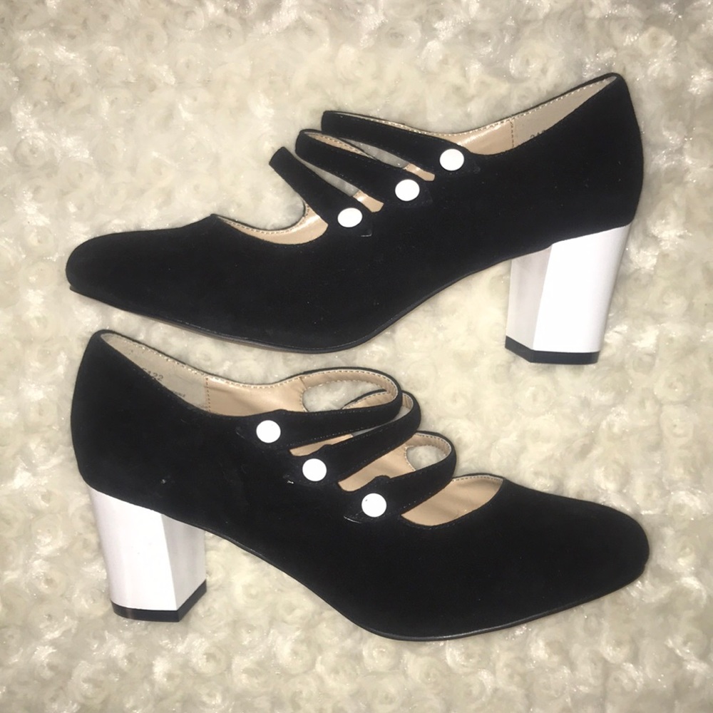Vintage inspired black suede Mary Janes